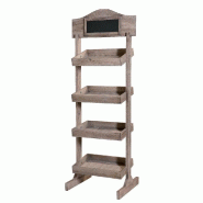 Présentoir Héritage pin vieilli - ardoise tablettes inclinables - L64xP58xH190cm