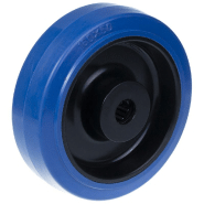 Roue de 160 mm avec caoutchouc élastique bleu sur centre en nylon Roue de 160 mm avec caoutchouc élastique bleu sur centre en nylon