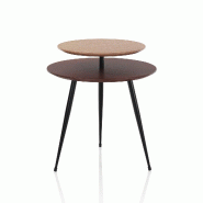 AQA Design Table basse PINO-B en métal noir mat et mdf bois/noyer L.50 P.50 H.55,5 MP02353 - multicolore métal MP02353