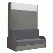 Armoire lit escamotable aladyno sofa gris bandeau blanc canapÉ gris 140*200 cm