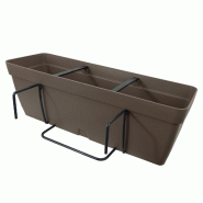 ArtPlast - Jardinière de balcon 11,5 L avec crochet carré 59x16,1x16 cm, grise - Collection LOLEGO FLY SQUARE - gris plastique polypropylène ZA2197