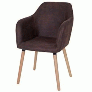 Décoshop26 - Chaise de salle à manger design rétro en tissu marron foncé vintage pieds clairs 04_0002368 - marron 3000275432695 Décoshop26 - Chaise de salle à manger design rétro en tissu marron foncé vintage pieds clairs 04_0002368 - marron 3000275432695