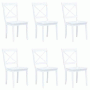 Décoshop26 - Lot de 6 chaises de salle à manger cuisine design classique blanc bois d'hévéa massif CDS022151 - blanc 3000024281536 Décoshop26 - Lot de 6 chaises de salle à manger cuisine design classique blanc bois d'hévéa massif CDS022151 - blanc 3000024281536