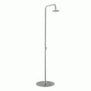 Douche de piscine en acier inox 316L coloris inox, pommeau 20 cm anticalcaire, base stable mobile, résistance corrosion et embruns, MX1018-INOX, MPC