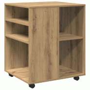 Helloshop26 - Armoire roulante rangement bureau 60 x 53 x 72 cm design moderne avec roulettes en bois d'ingénierie chêne artisanal 02_0050904 - Bois