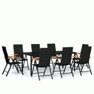 Helloshop26 - Ensemble de salle à manger de jardin meuble extérieur 9 pièces noir 02_0014124 - noir aluminium 3000130781531