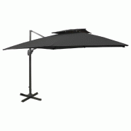 Helloshop26 - Parasol déporté à double toit 300 x 300 cm noir 02_0008558 - noir aluminium 3000456682727