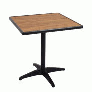 Mendler Table de jardin HWC-J95, table de balcon, table de bistrot, revêtement extérieur en aluminium aspect bois ~ noir, teck brun - marron métal