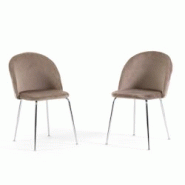RATTATAN Lot de 2 chaises en velours avec pieds en métal, design élégant pour cuisine, salle à manger, bar ou restaurant – Sara – Taupe/Argent RATTATAN Lot de 2 chaises en velours avec pieds en métal, design élégant pour cuisine, salle à manger, bar ou restaurant – Sara – Taupe/Argent