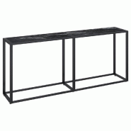 Table console Marbre noir 180x35x75,5 cm Verre trempé Modèle Orion Élégance Plus - 331685