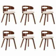 VidaXL Chaises à manger lot de 6 crème bois courbé et similicuir Modèle Sérénité Horizon - 278849