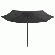 VidaXL Parasol de jardin avec mât en métal 390 cm anthracite Modèle Solaris Soleil Plus - noir 47380