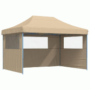 VidaXL Tente de réception pliable escamotable avec 3 parois latérales Modèle AbriSignaturePlus 361 - beige 4005015