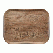 ​​​​​​​Plateau empilable (L)460 x (P)360 mm en polyester aspect naturel bois olivier clair, CENTURY
