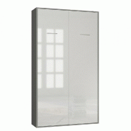 ARMOIRE LIT ESCAMOTABLE SMART-V2 GRIS GRAPHITE MAT FAÇADE GLOSS BLANC BRILLANT 120*200 CM