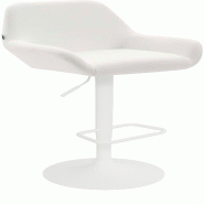 CLP Tabouret de bar Detmold Similicuir avec pied en métal réglable et pivotant Blanc - 320968