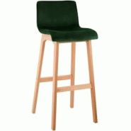 CLP Tabouret de bar Hover velours piètement 4 pieds Natura Vert - vert textile 327000 CLP Tabouret de bar Hover velours piètement 4 pieds Natura Vert - vert textile 327000