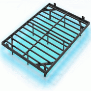 COSTWAY Cadre de lit en métal avec éclairage LED et télécommande, lit double avec butée de sécurité pour matelas (200 x 140 x 24 cm) - noir TG3