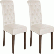 Décoshop26 - Lot de 2 chaises de salle à manger élégance capitonnée et confort en velours crème cadre en bois marron foncé 10_0007621 - 3000266214507