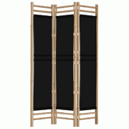 Décoshop26 - Paravent séparateur de pièce cloison pliante 3 panneaux 120 cm bambou et toile noir DEC031187 - noir 3000258332943_0