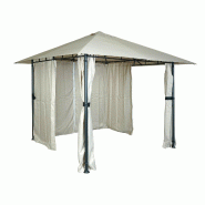 Décoshop26 - Pergola pavillon de jardin couverture de terrasse avec paroi latérale 3 x 3m crème-beige 04_0008116 - 3000262463121