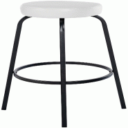 Décoshop26 - Tabouret de bar avec repose-pieds en PVC blanc piètement métallique noir mat à quatre pieds 10_0005806 - blanc métal 3000265231666