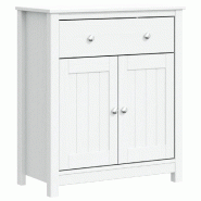 Helloshop26 - Armoire de salle de bain avec rangement 69,5 x 34 x 80 cm finition lisse style rustique en pin massif blanc 02_0047335 - blanc métal 30
