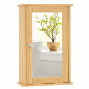 Helloshop26 - Armoire murale à miroir 34 x 15 x 53 cm 2 niveaux de rangement adaptée salle de bain style moderne en MDF naturel 20_0018023 - 3000232