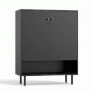 Helloshop26 - Buffet commode en 75 x 35 x 95 cm avec étagère réglable et 2 portes en design moderne noir 20_0010794 - noir 3000226370359