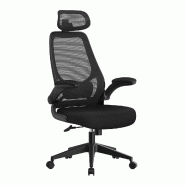 Helloshop26 - Fauteuil de bureau chaise ergonomique siège pivotant accoudoirs et appui-tête réglables en tissu respirant hauteur 12_0005874 - Bois