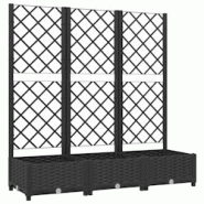 Helloshop26 - Jardinière bac lit surélevé plantes fleurs terrasse jardin avec treillis 120 x 40 x 121,5 cm PP noir 02_0038233 - 3000214199528 Helloshop26 - Jardinière bac lit surélevé plantes fleurs terrasse jardin avec treillis 120 x 40 x 121,5 cm PP noir 02_0038233 - 3000214199528