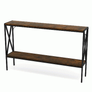 Helloshop26 - Table console industrielle 120 x 23 x 74 cm avec 2 niveaux de rangement et structure robuste en mdf marron rustique 20_0013836 - marron