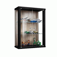K-Möbel Vitrine suspendue en verre 80x60x25 cm Made in Germany avec 2 tablettes en verre ESG réglables en hauteur Noir & Chêne Sonoma - multicolore
