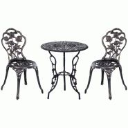 Merax ensemble de chaises de jardin, 2 personnes, 3-pièces, résistant aux intempéries, gris - bronze métal T3323P302362