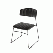 Mundo - Chaise empilable en simili cuir noir