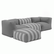 Oviala Business Canapé d'angle rayé de jardin modulable 4 places gris - gris polyester 115059