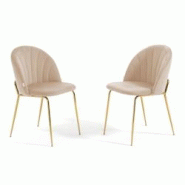 RATTATAN Lot de 2 chaises en velours d’intérieur, rembourrées, pieds en métal, design élégant pour cuisine, salle à manger, bar ou restaurant RATTATAN Lot de 2 chaises en velours d’intérieur, rembourrées, pieds en métal, design élégant pour cuisine, salle à manger, bar ou restaurant