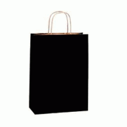 Sac kraft noir poignées torsadées 36x41+12 cm - par 200 - couleur principale : noir, matière principale : papier kraft