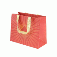 Sac luxe Eclat d'or dorure à chaud poignées ruban or 22x10x18 cm - par 12