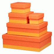Set de 5 boîtes gigognes Rhodiarama, finition simili cuir italien, coloris tangerine - orange 318984C
