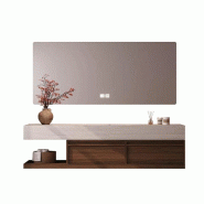 Vasque en pierre frittée avec meuble et miroir LED, sans trou pour robinet, 140×55 cm 【RW016-140 BKK】 - 8683769555626