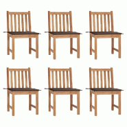 VidaXL Chaises De Jardin Lot De 6 Avec Coussins Bois De Teck Massif - gris 3073123