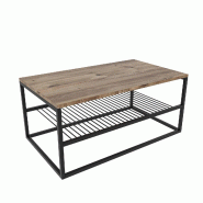 WellHome Mississipi - Table basse 95x43x55 cm beige et noire - métal WH1285