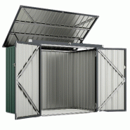 COSTWAY Bac à roulettes pour 2 poubelles à roulettes, métal galvanisé, poubelle avec 2 portes et couvercle à charnières - argenté métal SF6497XH