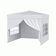 COSTWAY Pavillon pliant pop‑up 3x3m avec 4 parois latérales amovibles, tente de jardin à 4 hauteurs réglables, protection solaire, blanc - blanc
