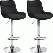 Décoshop26 - Lot de 2 tabourets de bar x1 avec coutures décoratives en tissu noir pied en trompette métal chromé 10_0004460 - noir métal 3000252114842