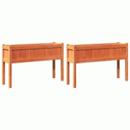 Helloshop26 - Jardinière bac lit surélevé plantes fleurs jardin terrasses lot de 2 avec pieds cire bois de pin massif marron 02_0039023 - 300021797 Helloshop26 - Jardinière bac lit surélevé plantes fleurs jardin terrasses lot de 2 avec pieds cire bois de pin massif marron 02_0039023 - 300021797