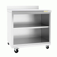 Meuble bas inox ouvert 600x700 mm adossé sur roulettes PREMIUM - GOLDINOX - gris inox 3701770808847