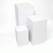 Podium colonne blanc - set de 3 (45x45x100cm, 40x40x75cm, 30x30x50cm) - robustes et polyvalents