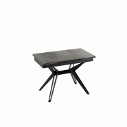 Stones Table basse Dolmen en céramique sur verre et structure en métal peint bronze - Design moderne 100x55x35 cm - Raffinée - gris multi-matériau